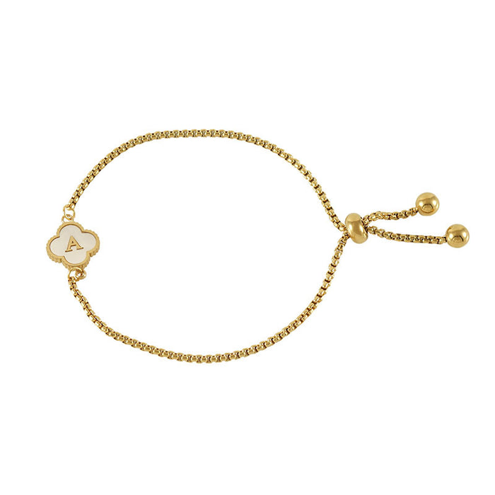 Wholesale Stainless Steel Seashell Four-Leaf Clover Letter Bracelet