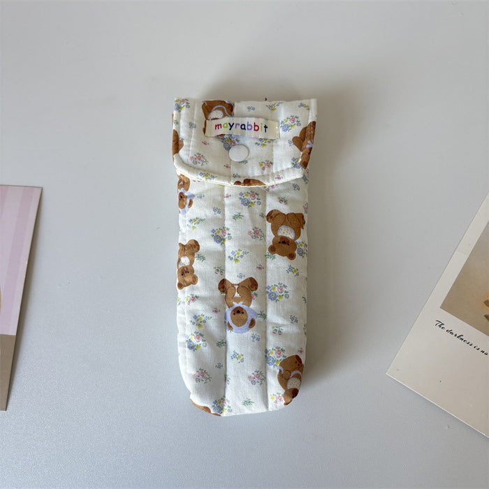 Wholesale Cute Cartoon Bear Quilted Cosmetic Bag Trendy Large Capacity Zipper Pouch Sweet Girl Handbag Fashion Accessory