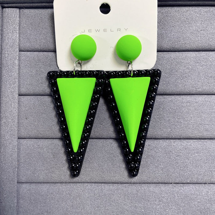 Wholesale  contrast color triangle temperament long color earrings Joker candy color geometric earrings