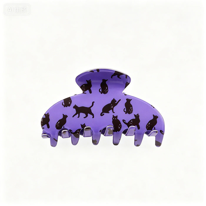 Wholesale Stylish  Shark Claw Hair Clips Ghost Pumpkin Black Cat Print Women Hair Accessory