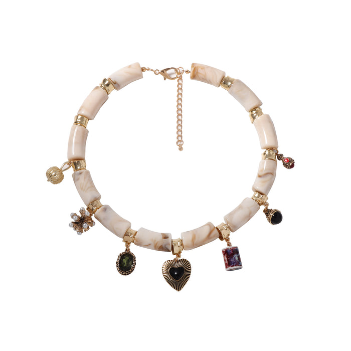 Wholesale alloy pendant resin bamboo necklace exaggerated niche all-match