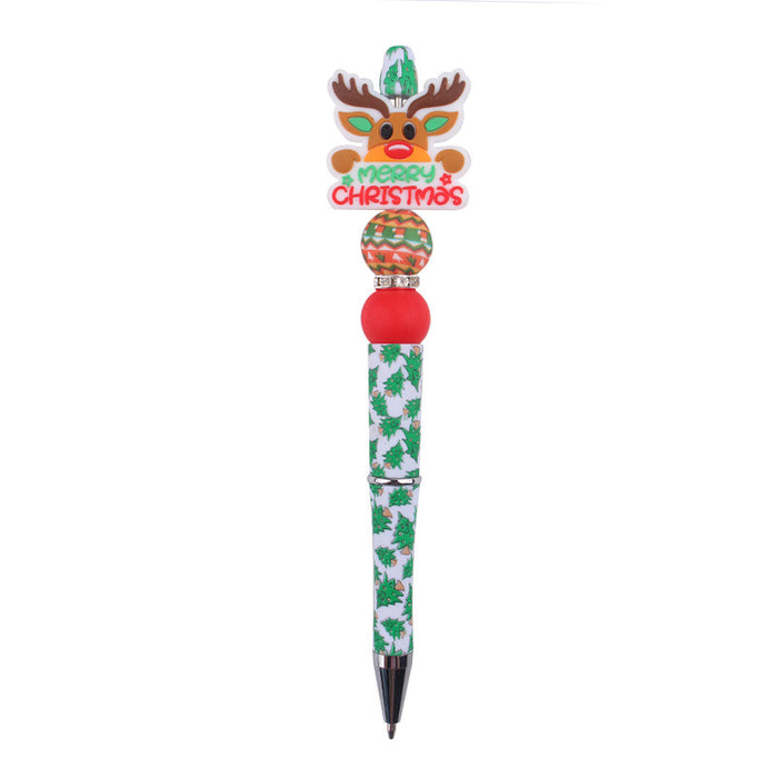 Wholesale Cartoon Christmas Silicone Plastic Bead Pen JDC-PN-GuangTian013