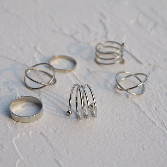 Wholesale Fashion Street Personalized Ring Set Simple Alloy Ring Retro Simple Ring