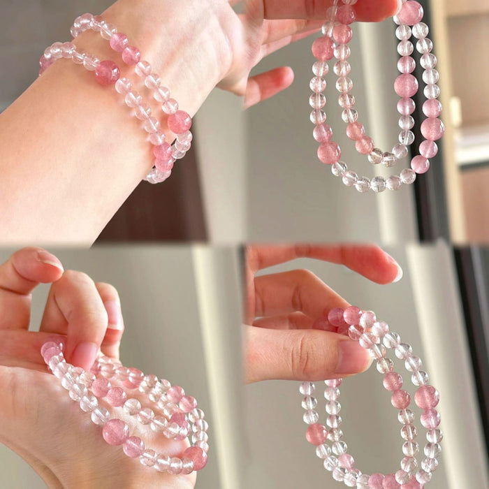 Wholesale Strawberry Crystal White Crystal Double Circle Peach Blossom