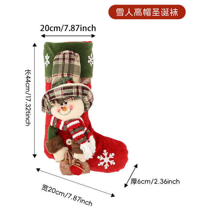 Wholesale Christmas Socks Children' s Gift Bag Pink Cartoon Roof Old Man Candy Gift Decoration Supplies Christmas Tree