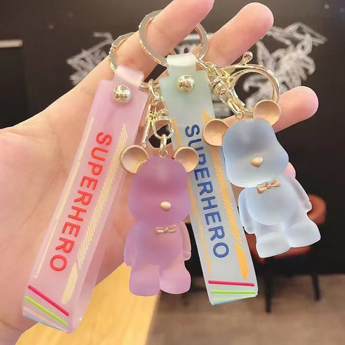 Wholesale Cartoon Crystal Bear Bear Keychain Couple Car Key Chain Bag Pendant