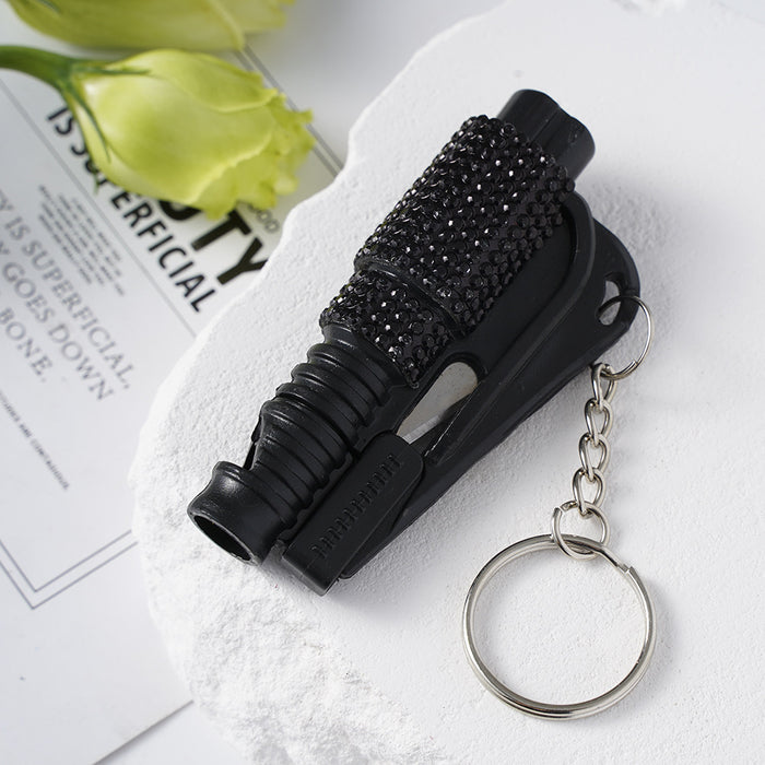 Wholesale Diamond-studded Plastic 2-in-1 Mini Window Breaker Keychain JDC-KC-ZY029