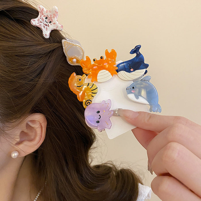 Wholesale  Cartoon Conch Crab Seahorse Octopus Whale Dolphin Starfish Grab Clip  Small Bangs  Hairpin