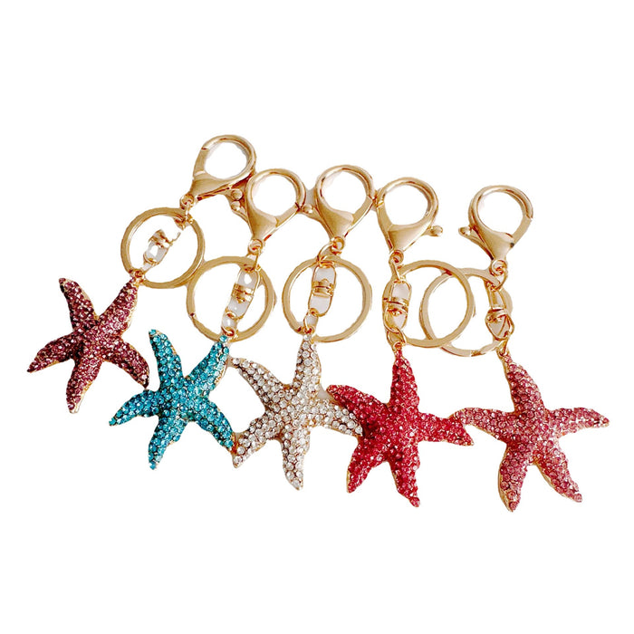 Wholesale Rhinestone Starfish Zinc Alloy Keychain JDC-KC-ZhanLun020