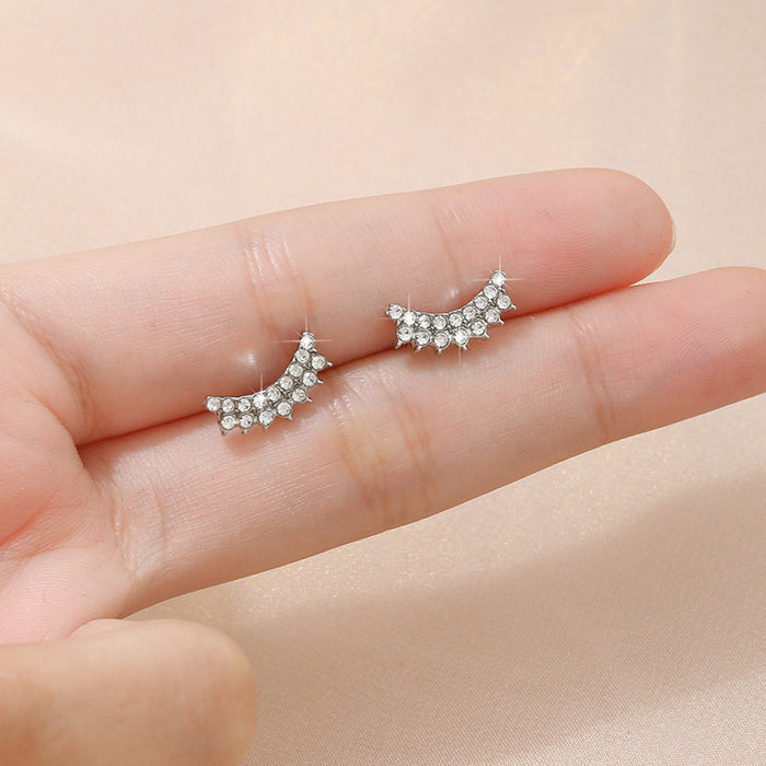 Wholesale Fashionable diamond studded earrings with personalized high-end feel, crescent moon full diamond earrings wholesale