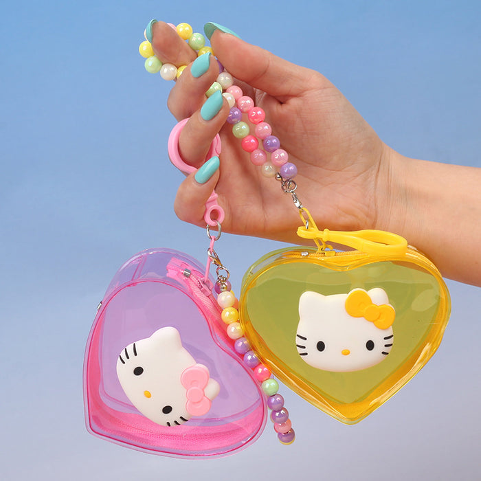 Wholesale Cute Cat Heart Shaped Transparent PVC Coin Purse Stylish Small Wallet