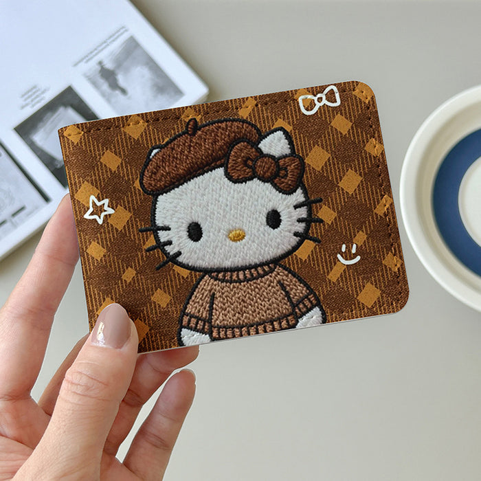 Wholesale Brown embroidered cute cartoon driver' s license cover
