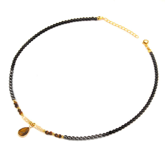 Wholesale Stone bead pendant necklace 8mm black hematite round beads