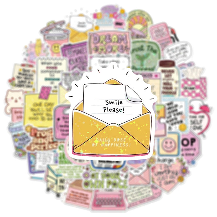 Wholesale 50 Laser Inspirational Quotes Graffiti DIY Decorative Waterproof Stickers