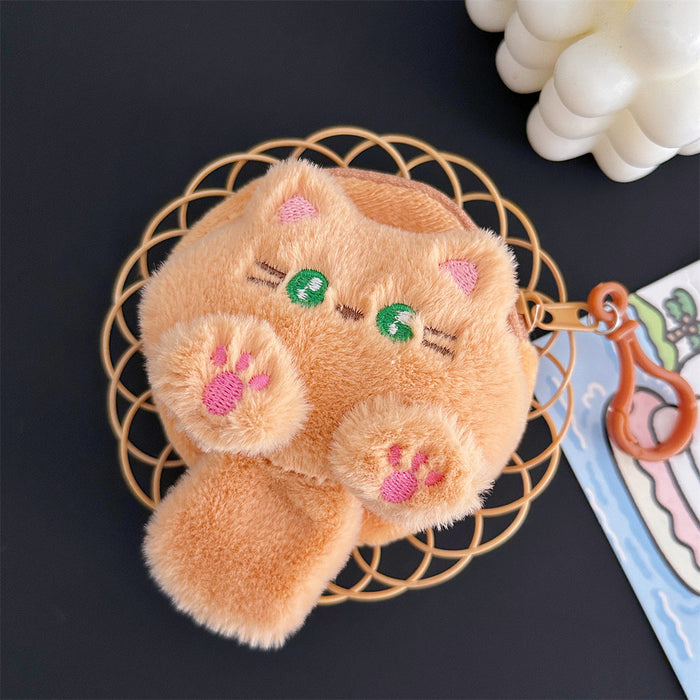 Wholesale Cartoon Plush Coin Purse Cute Mini Soft Cute Cat Coin Storage Bag Student Portable Earphone Bag