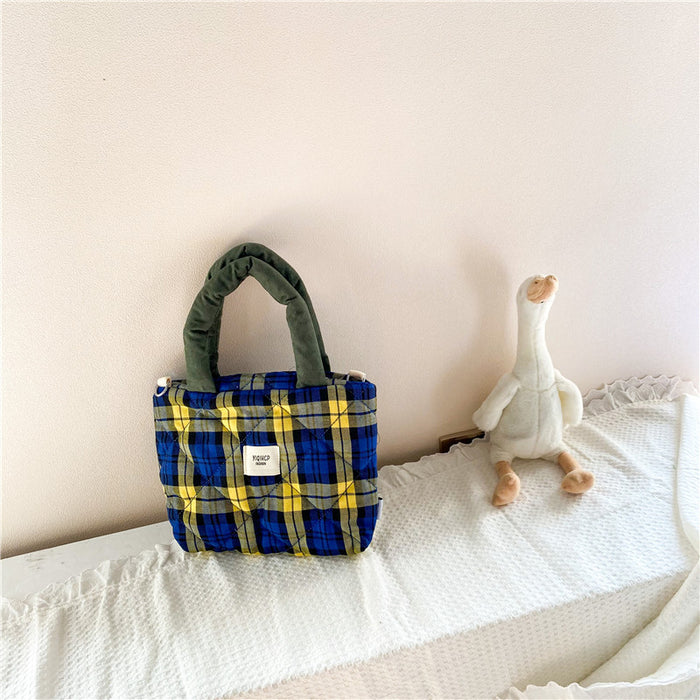 Wholesale Contrast Color Plaid Cotton Children's Handbag  JDC-HB-YuanDuo008