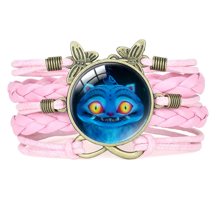 Wholesale KPOP Retro Butterfly Combination Cute Pink Multi-Layer Braided Girl Bracelet