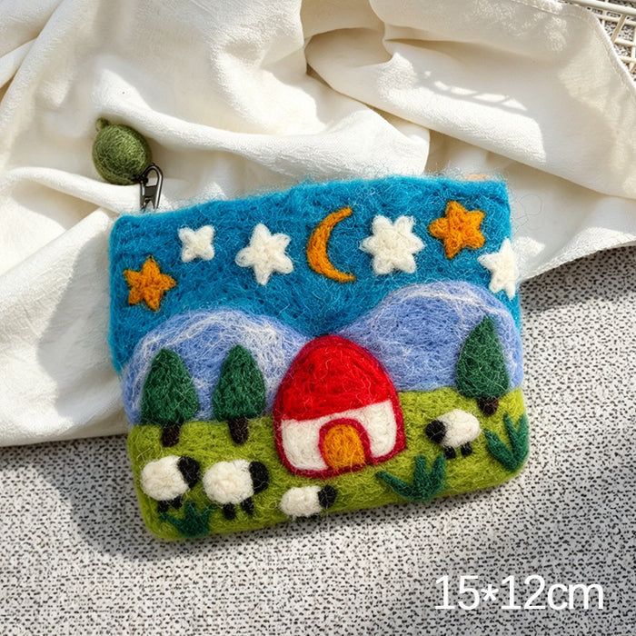 Wholesale Modern Felt Sheep Coin Purse Cute Cartoon Animal Phone Bag MOQ≥10