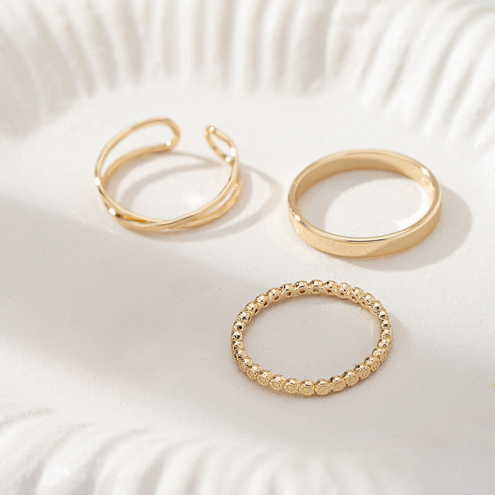 Wholesale  One  Set of Simple Daily Metal Ring Set