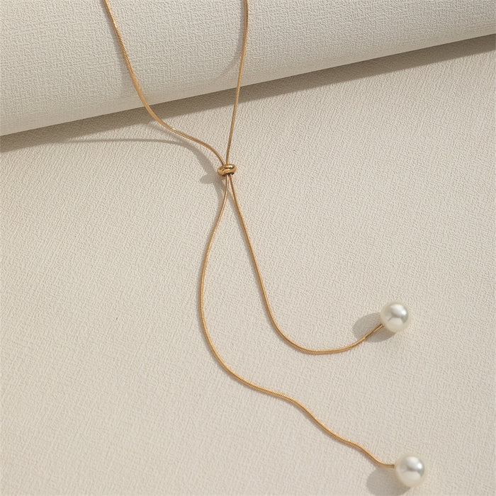 Wholesale Long pearl necklace with high-end design and niche simplicity, versatile collarbone chain