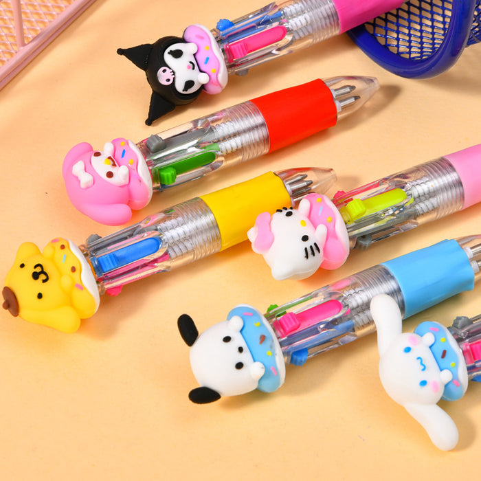 Wholesale 36pcs Cute donut mini four-color ballpoint pen multi-color hand account marking pen student stationery