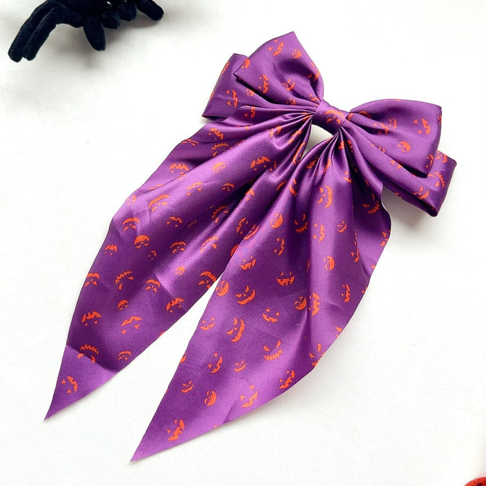 Wholesale  Hair Accessories Ghost  Web Streamer Spring Clip Pumpkin Hair Clip Fabric Print Clip Party Dress up