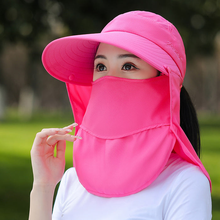 Wholesale Summer sun hat, women's UV protection sun hat, outdoor face covering shawl mask hat, windproof cycling sun hat