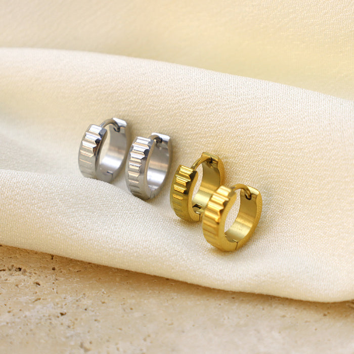 Wholesale Stainless steel striped earrings simple and fashionable earrings