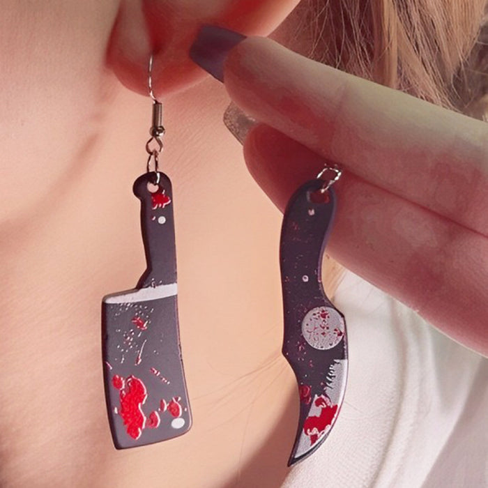 Wholesale  Acrylic Earrings Horror with Blood Mirror Dagger Chopper Axe Earrings Ear Accessories
