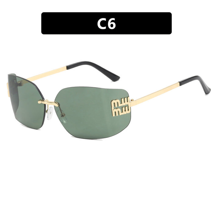 Wholesale Sunglasses curved integrated frameless cut edge sunglasses