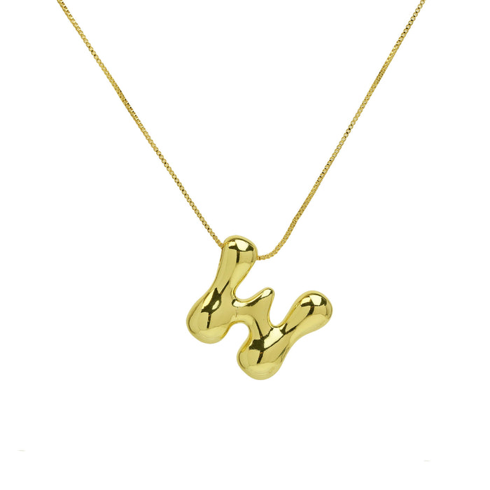 Wholesale 18k Brass Glossy Balloon 26 English Letters Necklace JDC-NE-BaiYi002