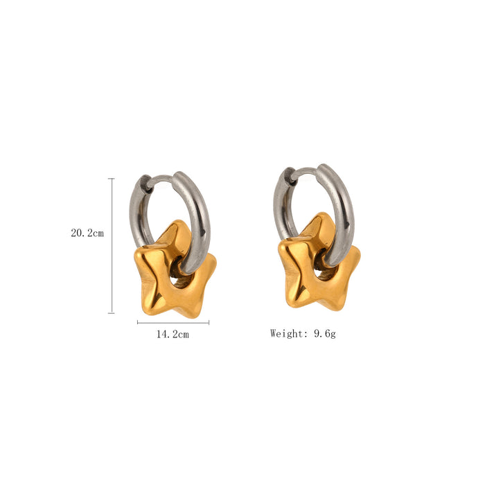 Wholesale Titanium steel star moon earrings, stainless steel ring earrings, gold and silver dual tone earrings