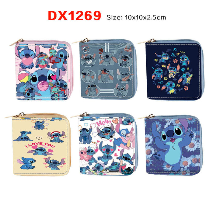 Wholesale Anime Peripheral Stitch PU Short Zipper Small Wallet 1269 Stitch Wallet Printing JDC-WT-DengX003