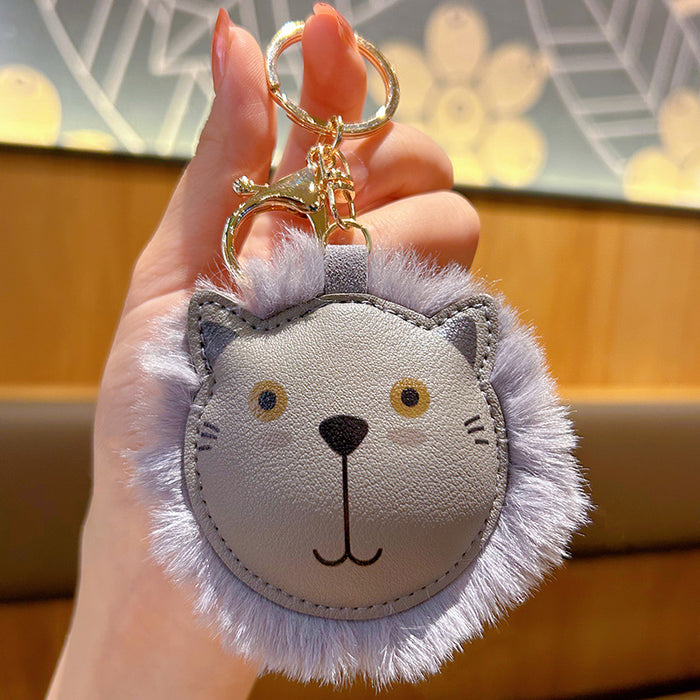 Wholesale Plush Lion Doll Leather Keychain JDC-KC-WWX003