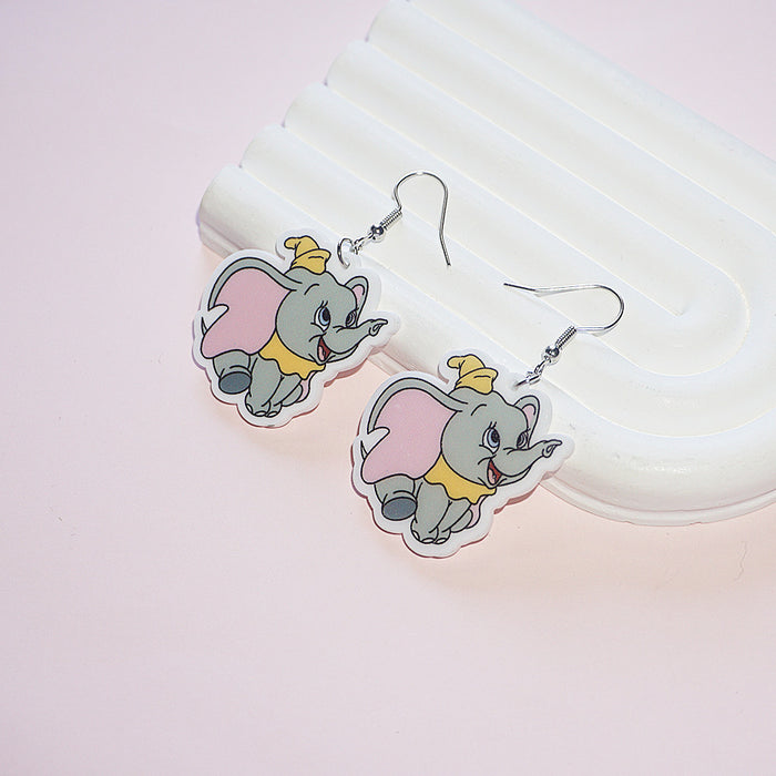 Wholesale Acrylic elephant earrings cartoon cute earrings pendant jewelry