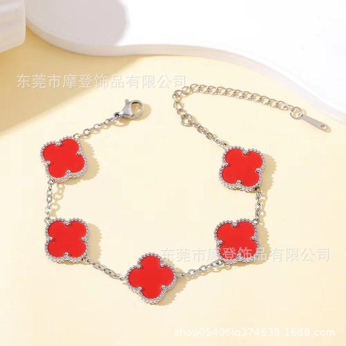 Wholesale titanium steel four-leaf clover bracelet JDC-BT-Modeng002