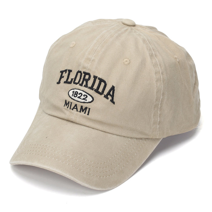 Wholesale Vintage Washed Cotton Baseball Cap with English Letter Embroidery Light Gray Sun Protection Hat