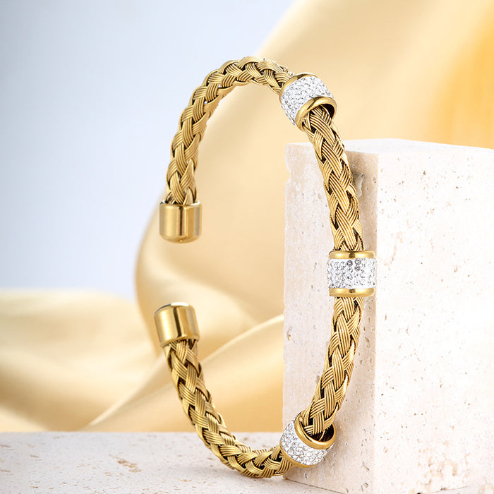 Wholesale Woven openwork zircon bangle set