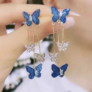 Wholesale Butterfly earrings, light luxury temperament, simple and long tassel earrings