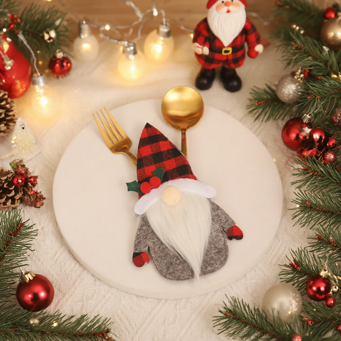 Wholesale Christmas decorations cartoon  doll knife and fork set dwarf tableware set dining table dress up props