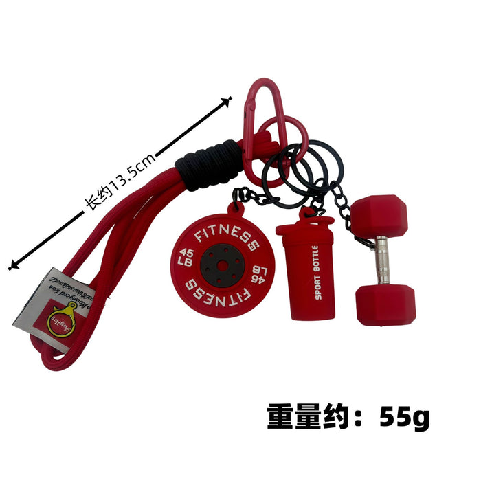 Wholesale Creative Mini Fitness Barbell Keychain