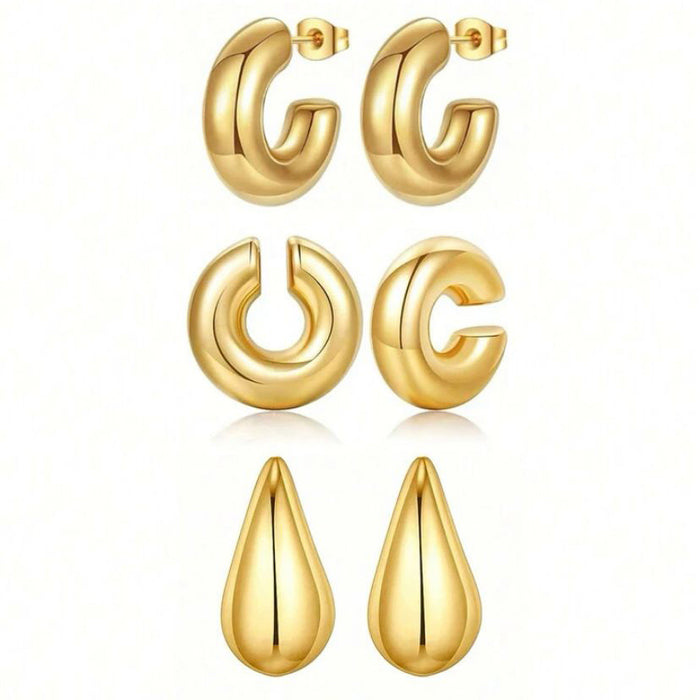 Wholesale C-shaped Teardrop Stainless Steel Earrings JDC-ES-ChunLing002