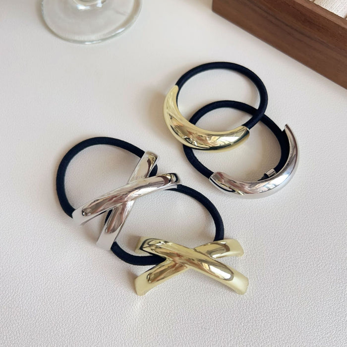 Wholesale Metal Cross Golden Head Rope Ball Head Rubber Hair Ring Hair Rope