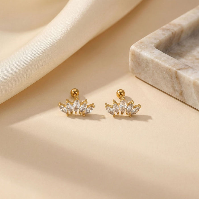 Wholesale Stainless steel Gold-Tone Stud &  Cartilage Earring Combination Zircon Earring Set