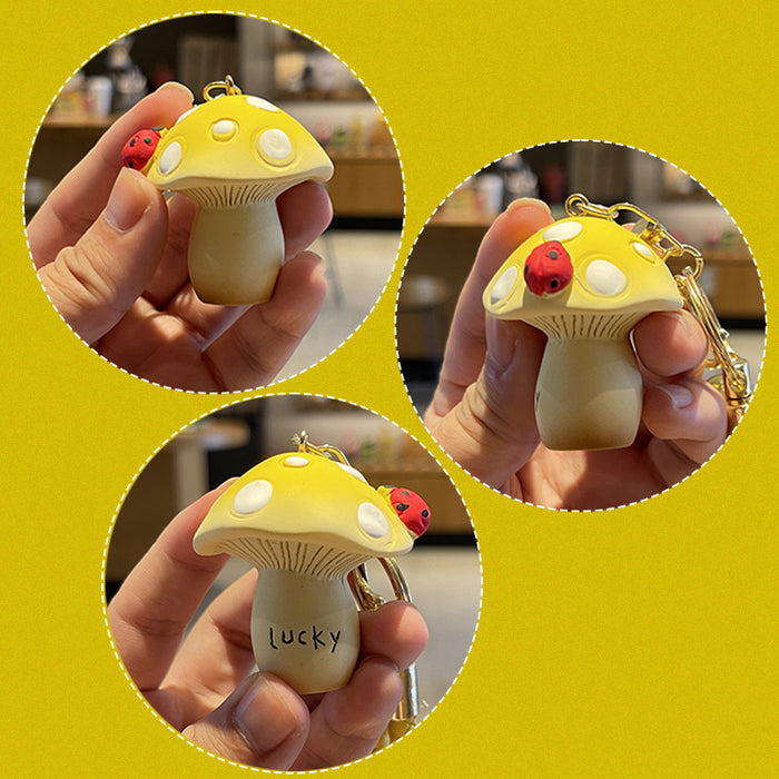 Wholesale Ladybug Mushroom Cute Keychain Resin Pendant