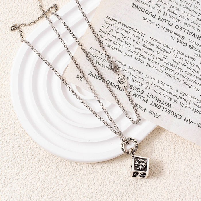 Wholesale Square vine Rubik' s Cube Cross Pendant Long Necklace