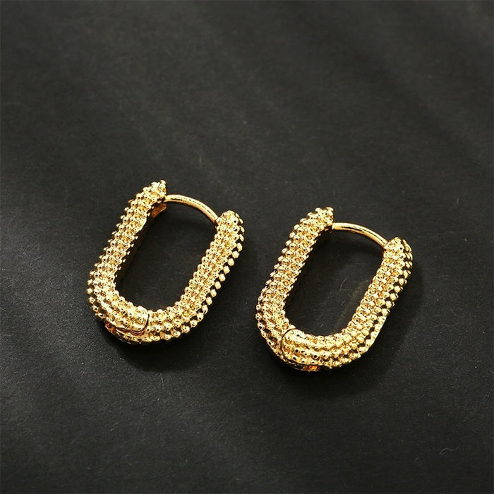 Wholesale Gold colored plain ring earrings, elegant earrings, studs, niche design, high-end ear rings, and earrings