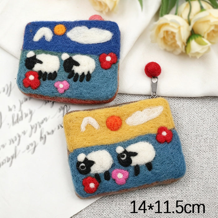 Wholesale Modern Felt Sheep Coin Purse Cute Cartoon Animal Phone Bag MOQ≥10