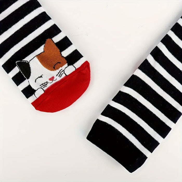 Wholesale Cute Cat Trendy Socks Cartoon Three-Dimensional Ear Mid-Calf Socks Women' s Fun Mid-Calf Socks Trendy Mid-Calf