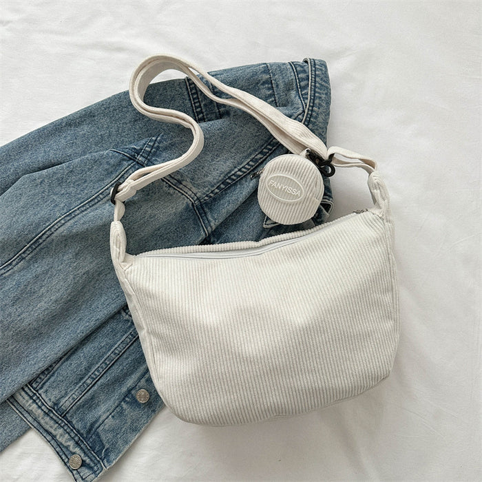 Wholesale New shoulder bag, corduroy, versatile for commuting, large capacity crossbody bag